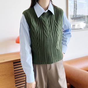 [리빌모아]여자 트위 베스트 라운드 니트 조끼 DJW-VEA-SCAT1025