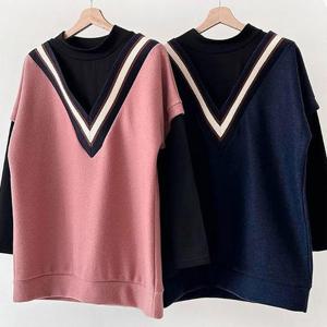 빅사이즈레이어드티 T525L412 비비브이요꼬폴라긴팔티 BS