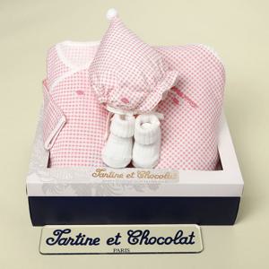 [쇼콜라]임신출산선물4종세트(엘체크블랭킷+배냇슈트+요정모+단말TNOMIU03UP