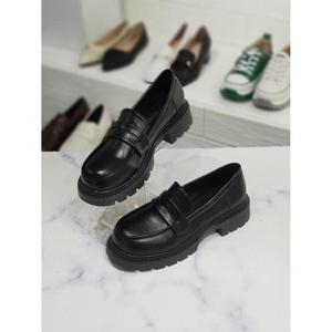 한슈 세이브존06 블랙 볼드 아웃솔 페니 청키 로퍼힐 4cm(앞 2.5cm) HS57151pr