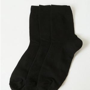 [헤지스] 블랙 단색 면혼방 중목양말3종세트 HJSS4E110BK