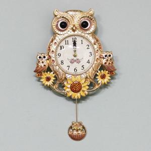 해바라기부엉이-추 금도금 무소음 벽시계