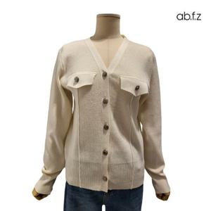 [에이비에프지]실버 단추 포인트 V넥 긴팔 니트 가디건 APZ5HY381G