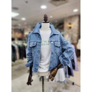 스테파니 세이브존08 소매 청 진주 자켓 A25DM5108