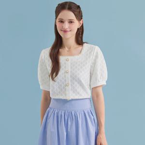 [포커스]진주 스퀘어넥 퍼프 블라우스 PBBF5M1BL5011