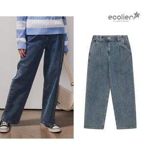 [에꼴리에]여자 봄신상 오픈밴딩 원턱와이드진(25A1256)_CC