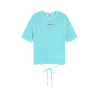 [르샵]l1f22kpo080u라운드넥 반팔 뒷끈 연출 니트