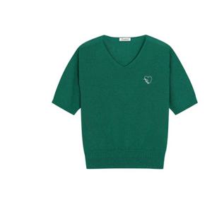 [르샵]l3f22kpo010u전략 브이넥 반팔 하트자수 니트_CJ