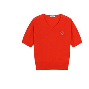 [르샵]l3f22kpo010전략 브이넥 반팔 하트자수 니트_CJ