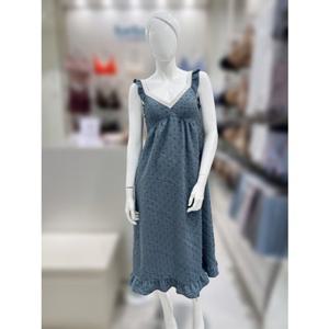 [바바라] AGW4600L 데님블루 플로킹 시어서커 브라캡 원피스