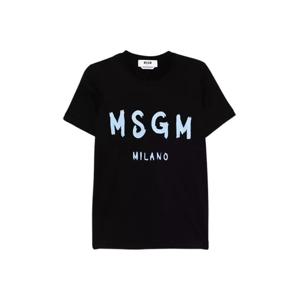 MSGM 브러쉬드 로고 반팔티셔츠 블랙 여성 3841MDM510 257002 99