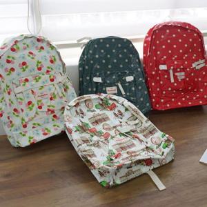 코팅 재질 배낭 앵두모양 도트무늬 나들이 백팩 가방