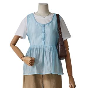 [포커스]시스루 민소매 블라우스 레이어드 티셔츠 (FM5D7ST0077)