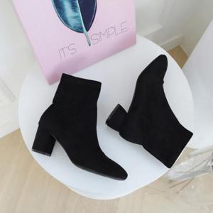 미들굽 스판 앵클 부츠 여성 가을 겨울 구두