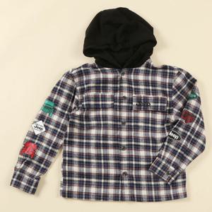 [지프키즈]져지 후드 체크셔츠  KN3SHU121