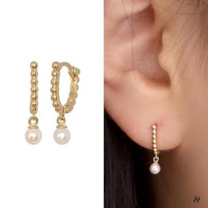 14K 진주 볼 골드 원터치 링 금 귀걸이