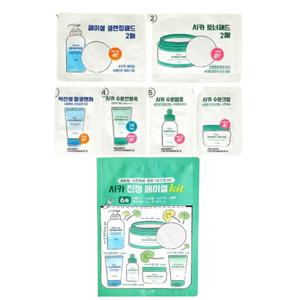 시카 진정 페이셜 키트 6종 시카패드 클렌징패드 토너패드 젤클렌저 수분앰플 수분크림 썬크림이 한번에 여행세트 선블록 기초화장품 세트 쿨링 진정 민감피부