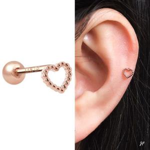 14K 골드필드 핀 라인 하트 피어싱