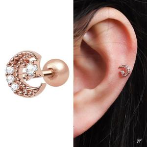 14K 골드필드 핀 엔틱 큐빅 달 피어싱