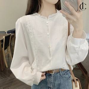 엘케이트 여성 블라우스 레이스 자수 화이트 블라우스 LYT192