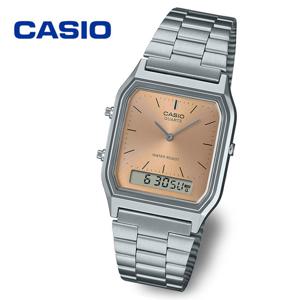 카시오 빈티지 스퀘어 듀얼타임 AQ-230A-4A 공용 메탈 손목시계