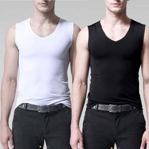 남성 무봉제 브이넥 디자인 부드러운 쿨링 민소매