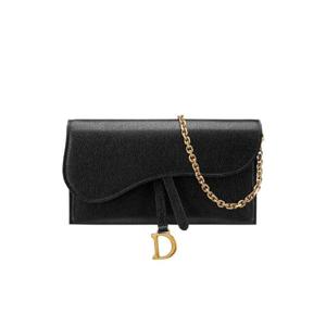 디올 새들 체인 장지갑 고트스킨 블랙 S5614CCEH-M900