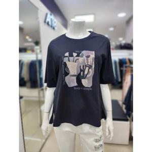 아르테 세이브존06 면 혼방 쉬폰 배색 프린트 티셔츠 DPBPWT0J60