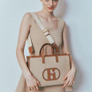 [헤지스] H 소가죽 배색 베이지 토트겸 숄더백 L HIBA5E109I2