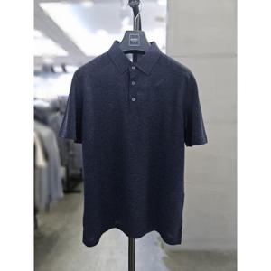 바쏘옴므 세이브존03 바쏘옴므 남자 여름 PK 카라 반팔 티셔츠 네이비 WSAGZ2KT37A