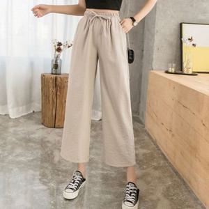 여름 밴딩팬츠 여성 9부 밴딩바지 빅사이즈 린넨바지
