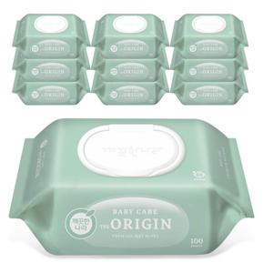깨끗한나라 베이비 케어 디 오리진 물티슈 캡형 100매 10팩