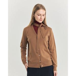 헤지스 여성 24FW 반값세일울100% 카멜 워셔블 타이 장식 브이넥 가디건 HSSW4DP71CM