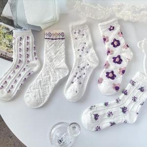 [써니 패션]봄 여름 여성 꽃 프릴 레이스 발목양말 5개