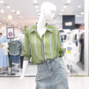 abfz sh06 산뜻 쿨 그린 롱 셔츠 블라우스 SLBZZ3B31H