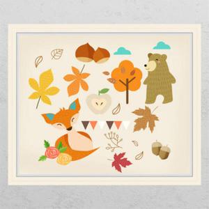 아트박스/꾸밈 ca621-동물친구들의가을_창문그림액자