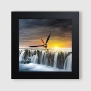 아트박스/꾸밈 ct881-노을지는저녁의폭포_미니액자벽시계