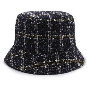 체크 버킷햇 와이어챙 가을 겨울 벙거지 모자