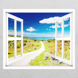 아트박스/꾸밈 ih296-해변가로 가는길_창문그림액자_뮤럴시트지