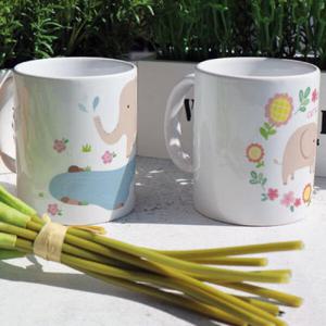 아트박스/꾸밈 pa396-디자인머그컵2p-아기자기코끼리