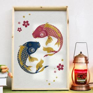 아트박스/꾸밈 ce963-우드프레임액자_복이들어오는잉어(대형)