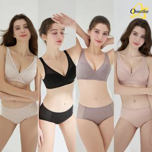 오모떼 올데이 에센셜 베이직 브라 팬티 8종 세트(오트밀+블랙+애쉬브라운+베이지)