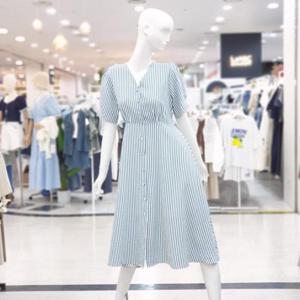 abfz sh06 브이넥 스트라이프 반팔 원피스 SLBNZ3O33H