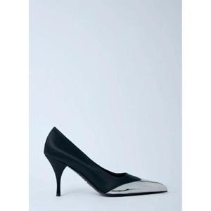 25 FW 프라다 여성 새틴   금속성 힐 펌프스  pra0260060blk