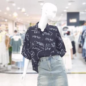 abfz sh06 레터링루즈핏 칠부셔츠블라우스 SLBNZ3B42H