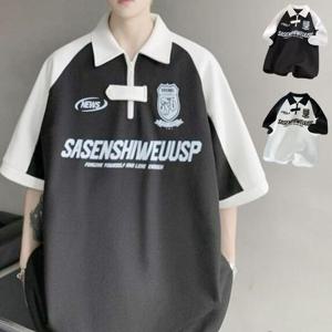 [짝꿍닷컴] 여름 반집업 캐주얼 스트릿 반팔 티셔츠 BM-032