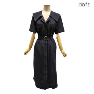 [에이비에프지]벨티드 세일러 카라넥 반팔 롱 원피스 APZ3HO02H