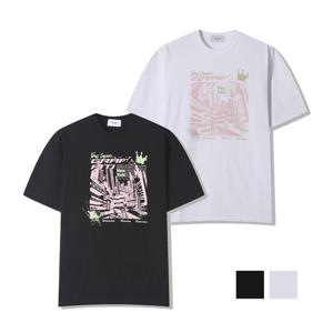 남자 그래피티 그래픽 코튼 반팔 티셔츠 RM-TSH-Q087-화이트