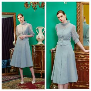 [미니멈]하이넥 쉬폰 배색 원피스 (MXCAWO7460 MT2)_IC