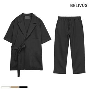 [빌리버스]빌리버스 남성 셋업 BIT128 린넨 자켓 밴딩 바지 여름